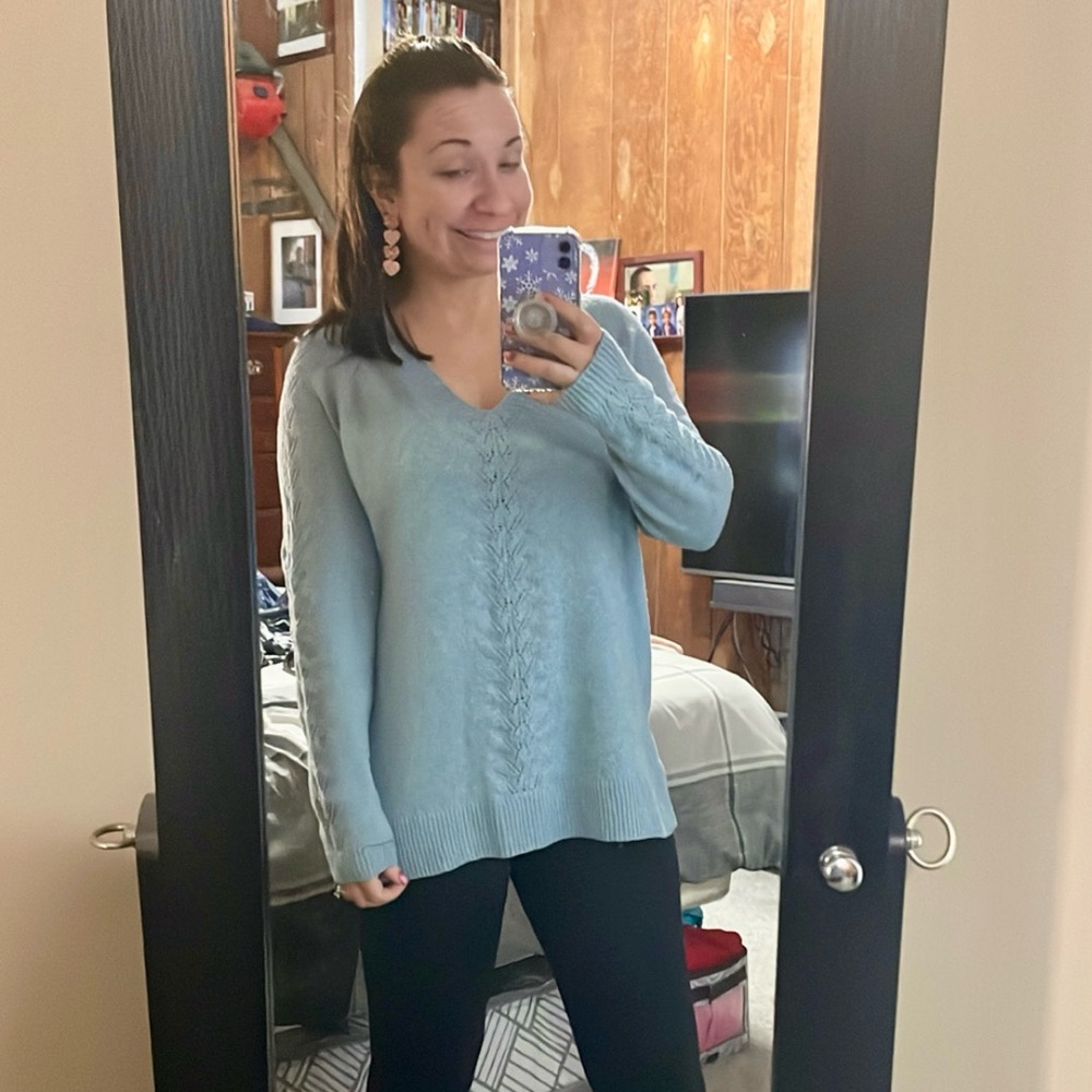 L C Lauren Conrad blue longer sweater